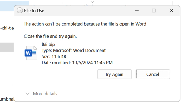 Lỗi "File Is Open in Another Program" trên máy tính do nhiều nguyên nhân gây ra